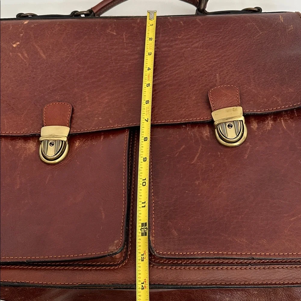 Vintage Classic Italian Genuine Brown Leather Briefcase for Men